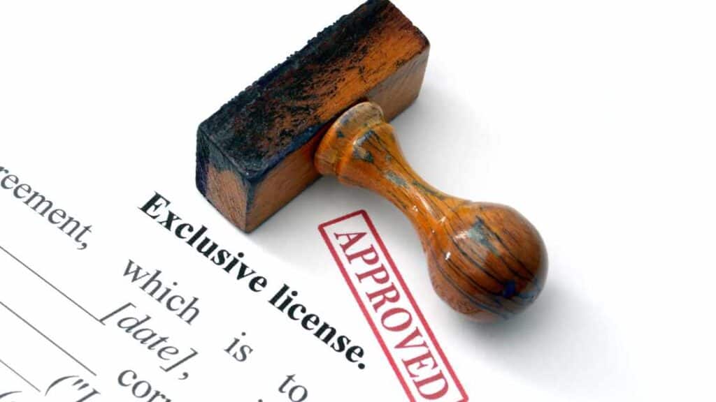 Approved stamp on exclusive license form, symbolizing official certification of a residential treatment center in California.